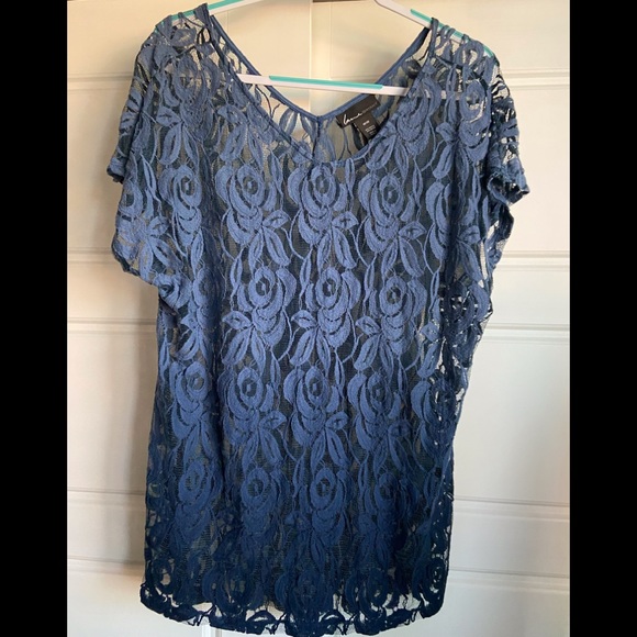 Lane Bryant Tops - Blue Ombré Lace top